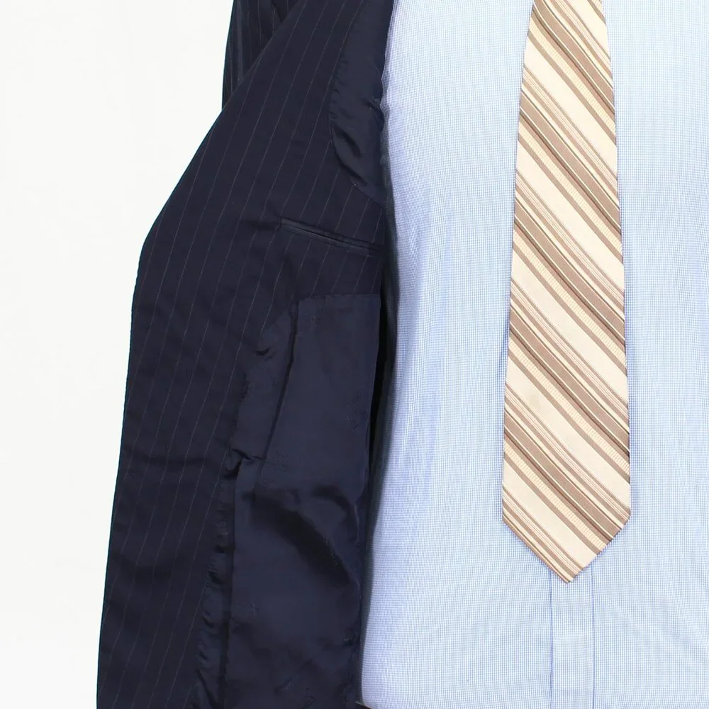 Jos. A. Bank 42R 36x31 Navy Striped Wool 2-Button Full Suit R437 - Picture 12 of 15